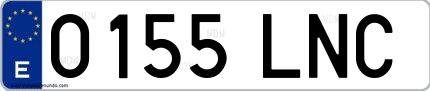 Ejemplo de matrícula española 0155 LNC