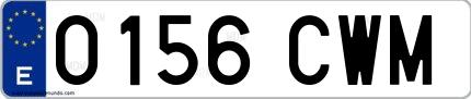 Ejemplo de matrícula española 0156 CWM