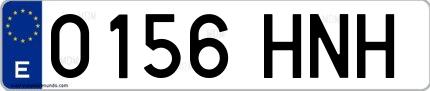Ejemplo de matrícula española 0156 HNH