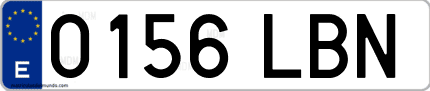 Ejemplo de matrícula de coche ordinaria 0156 LBN
