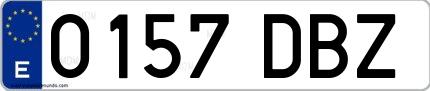 Ejemplo de matrícula española 0157 DBZ