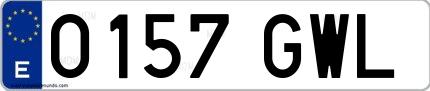 Ejemplo de matrícula española 0157 GWL