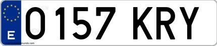 Ejemplo de matrícula española 0157 KRY