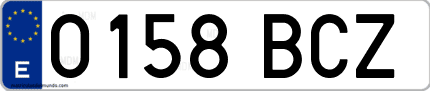 Ejemplo de matrícula de coche ordinaria 0158 BCZ
