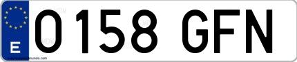 Ejemplo de matrícula española 0158 GFN
