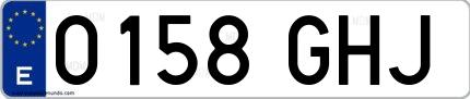 Ejemplo de matrícula española 0158 GHJ