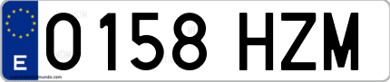 Ejemplo de matrícula de coche ordinaria 0158 HZM