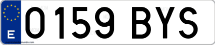 Ejemplo de matrícula de coche ordinaria 0159 BYS