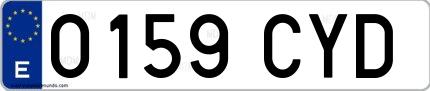 Ejemplo de matrícula española 0159 CYD