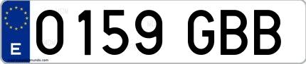 Ejemplo de matrícula española 0159 GBB