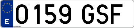 Ejemplo de matrícula de coche ordinaria 0159 GSF