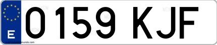 Ejemplo de matrícula española 0159 KJF