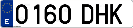 Ejemplo de matrícula de coche ordinaria 0160 DHK
