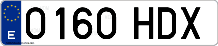 Ejemplo de matrícula de coche ordinaria 0160 HDX