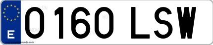 Ejemplo de matrícula española 0160 LSW