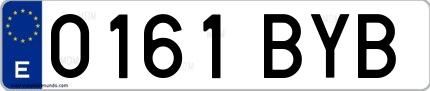 Ejemplo de matrícula española 0161 BYB