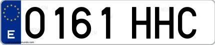 Ejemplo de matrícula española 0161 HHC