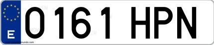 Ejemplo de matrícula española 0161 HPN