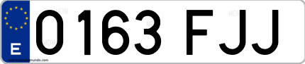 Ejemplo de matrícula de coche ordinaria 0163 FJJ
