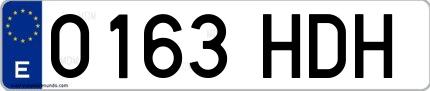 Ejemplo de matrícula española 0163 HDH