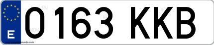 Ejemplo de matrícula española 0163 KKB