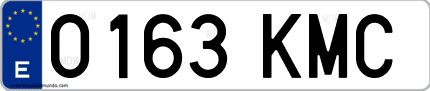 Ejemplo de matrícula de coche ordinaria 0163 KMC