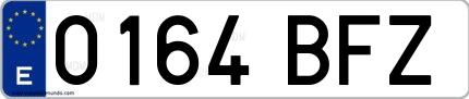 Ejemplo de matrícula española 0164 BFZ