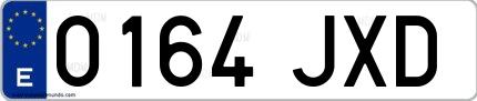 Ejemplo de matrícula española 0164 JXD
