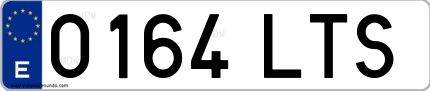 Ejemplo de matrícula española 0164 LTS