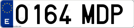 Ejemplo de matrícula de coche ordinaria 0164 MDP