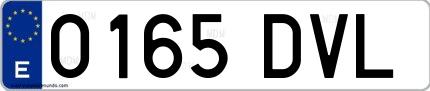 Ejemplo de matrícula española 0165 DVL