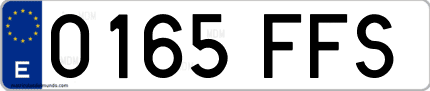 Ejemplo de matrícula de coche ordinaria 0165 FFS