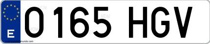 Ejemplo de matrícula española 0165 HGV