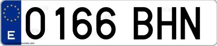 Ejemplo de matrícula española 0166 BHN