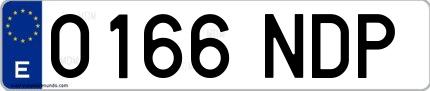 Ejemplo de matrícula española 0166 NDP
