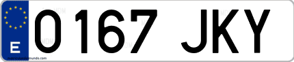 Ejemplo de matrícula de coche ordinaria 0167 JKY