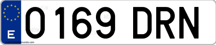 Ejemplo de matrícula de coche ordinaria 0169 DRN