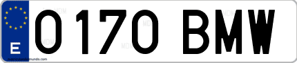 Ejemplo de matrícula de coche ordinaria 0170 BMW