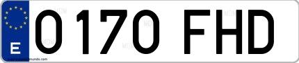 Ejemplo de matrícula española 0170 FHD