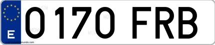 Ejemplo de matrícula española 0170 FRB