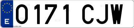 Ejemplo de matrícula de coche ordinaria 0171 CJW