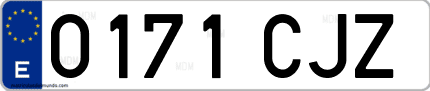 Ejemplo de matrícula de coche ordinaria 0171 CJZ