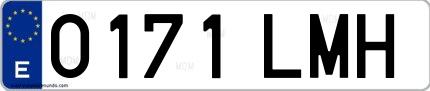 Ejemplo de matrícula española 0171 LMH