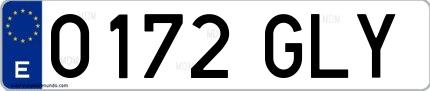 Ejemplo de matrícula española 0172 GLY