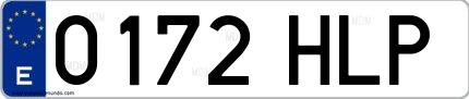 Ejemplo de matrícula española 0172 HLP