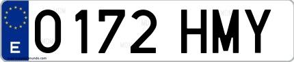 Ejemplo de matrícula española 0172 HMY