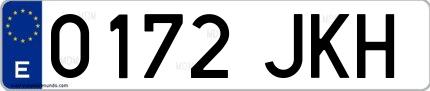 Ejemplo de matrícula española 0172 JKH