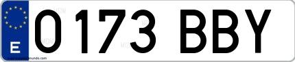Ejemplo de matrícula española 0173 BBY