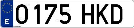 Ejemplo de matrícula española 0175 HKD