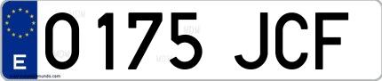 Ejemplo de matrícula española 0175 JCF